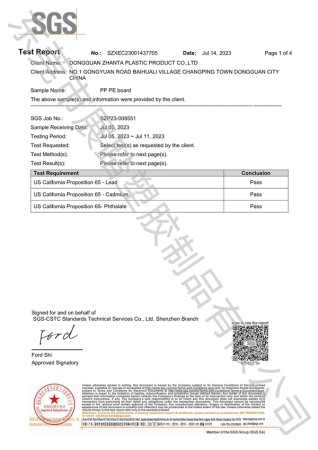 SGS环保检测报告(加州65 英文）